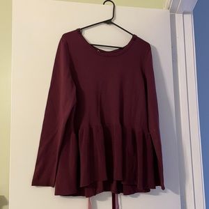 Lane Bryant purple sweater with tie back! Never worn. Ribbons have velvet feel